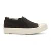 RICK OWENS DRKSHDW Black & Off-White Canvas Boat Sneakers,DS18S3804 FMP