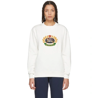 Burberry Embroidered Cotton-blend Jersey Sweatshirt In White