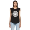 Balmain Button-embellished Printed Cotton-jersey Top In Black