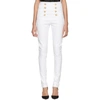 BALMAIN BALMAIN WHITE EIGHT-BUTTON SKINNY JEANS,125462 125K