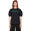 Emilio Pucci Sssense Exclusive Black Glitter Logo T-shirt In 999 Black