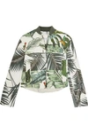 MAX MARA WOMAN TEMA PRINTED LINEN AND COTTON-BLEND BOMBER JACKET WHITE,AU 4772211931921817