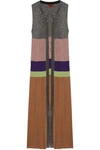 MISSONI MISSONI WOMAN METALLIC colour-BLOCK CROCHET-KNIT CARDIGAN SILVER,3074457345617524961