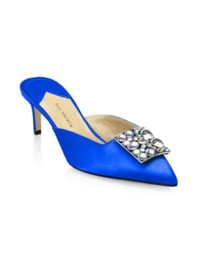 Paul Andrew Lilia Satin Mules In Klein Blue