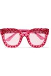 GUCCI Crystal-embellished square-frame acetate sunglasses