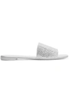 Giuseppe Zanotti Adelia Flat Swarovski Crystal Suede Sandals In Silver