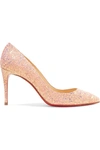 CHRISTIAN LOUBOUTIN PIGALLE FOLLIES 85 GLITTERED LEATHER PUMPS
