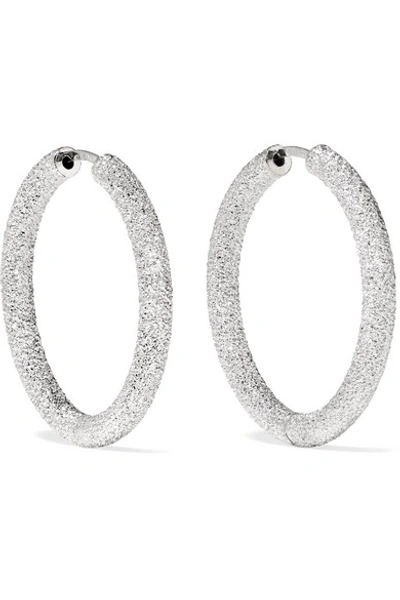 Carolina Bucci Florentine Finish Small Thick Round Hoop Earrings In White
