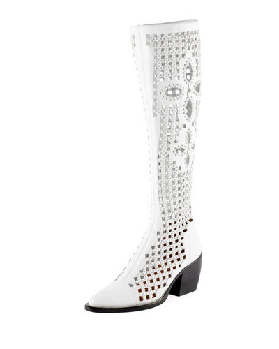 Chloé Rylee Knee-high Woven Boot, White