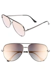 QUAY X DESI PERKINS HIGH KEY 60MM AVIATOR SUNGLASSES - GUNMETAL ROSE,QC-000142-GRN GLD