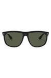 Ray Ban Highstreet 60mm Polarized Flat Top Sunglasses In Black/green Polarized