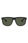 Ray Ban Highstreet 60mm Polarized Flat Top Sunglasses In Black Polarized