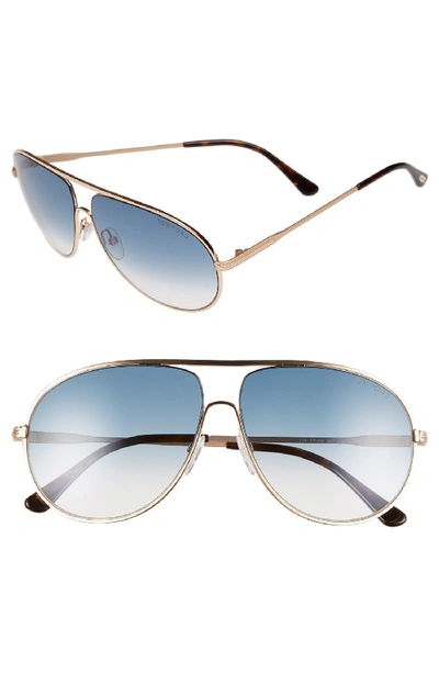 Tom Ford 'cliff' 61mm Aviator Sunglasses - Rose Gold/ Gradient Green In Shiny Rose Gold/gradient Gray Lenses