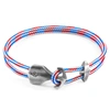 ANCHOR & CREW PROJECT RWB RED WHITE & BLUE DELTA ANCHOR SILVER & ROPE BRACELET