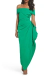 VINCE CAMUTO OFF THE SHOULDER CREPE GOWN,VC8M5964