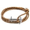 ANCHOR & CREW LIGHT BROWN ADMIRAL ANCHOR SILVER & BRAIDED LEATHER BRACELET