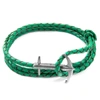 ANCHOR & CREW FERN GREEN ADMIRAL ANCHOR SILVER & BRAIDED LEATHER BRACELET