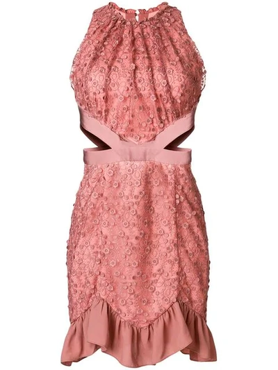 Three Floor Henna Cutout Lace Dress In Pink