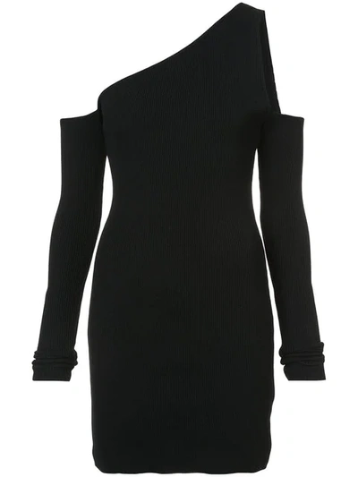 Amiri Off-shoulder Knitted Mini Dress In Black