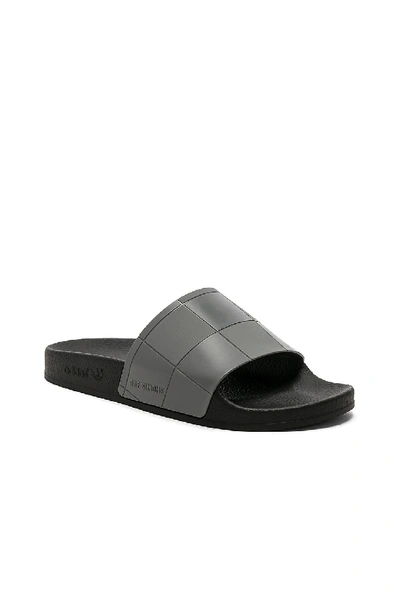 Adidas Originals Adilette Check Rubber Slide Sandals In Grey