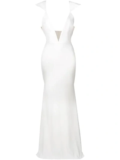 Alex Perry Deep V-neck Gown - White