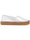 Dolce & Gabbana Metallic Silver Logo Embossed Leather Esapdrilles In Metallic