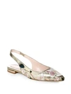 KATE SPADE Barnie Floral-Embroidered Metallic Leather Slingback Sandals
