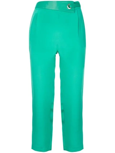 Max & Moi Eyelet Detail Cropped Trousers In Green