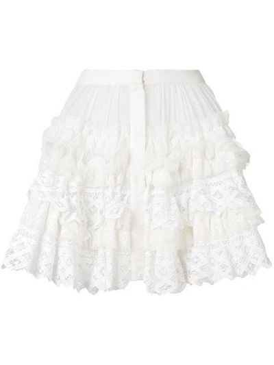 Wandering Ruffle Tulle Skirt In White