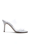 Manolo Blahnik Scolto Clear Double Strap Sandal In White Leather