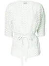MAX & MOI OPENWORK LACE BELTED CARDIGAN,E18PIVOINE12746812