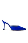 MANOLO BLAHNIK MANOLO BLAHNIK SATIN ARRIGA MULES IN BLUE