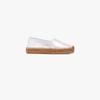 Dolce & Gabbana Metallic Silver Logo Embossed Leather Esapdrilles In Metallic