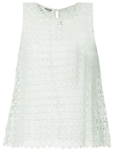 Max & Moi Openwork Lace Waistcoat In Green