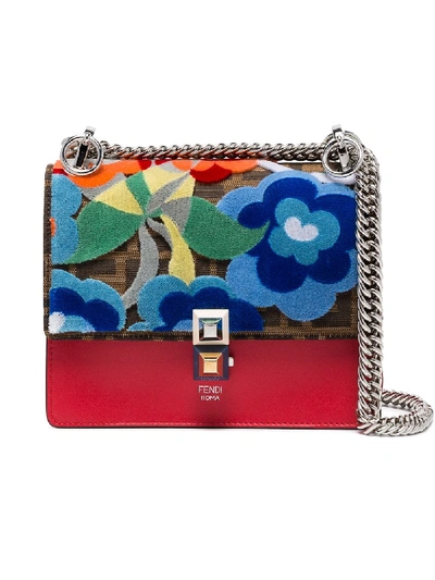 Fendi Multi Coloured Kan I Leather Shoulder Bag In Red