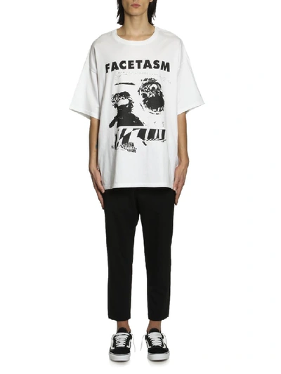 Facetasm Oversize Printed Cotton Jersey T-shirt In Bianco