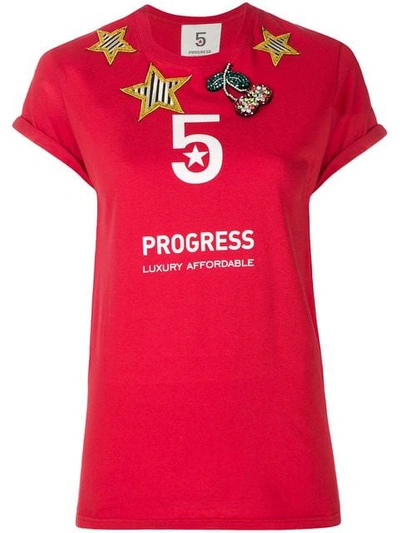 5 Progress Cherry Slogan T-shirt