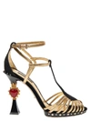 Dolce & Gabbana Heart-plaque Leather And Suede Sandals In Multicolor