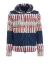 Valentino Feather Print Jacket In G Avio/red