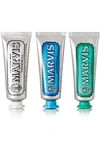 MARVIS CLASSIC STRONG MINT, AQUATIC MINT AND WHITENING MINT TOOTHPASTE, 3 X 25ML - ONE SIZE