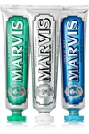 MARVIS CLASSIC STRONG MINT, AQUATIC MINT AND WHITENING MINT TOOTHPASTE, 3 X 75ML - ONE SIZE