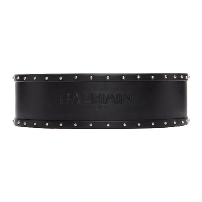 Balmain Black High Waist Signature Belt  In C0100 Noir