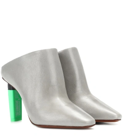 Vetements Highlighter-heel Leather Mules In Grey