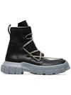 ADIDAS ORIGINALS BLACK AND STONE GREY HIKE LACE UP LEATHER BOOTS,RR18S5810LGE12520666