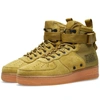 Nike Sf Air Force 1 Mid Sneakers In Green Nylon And Leather. In Green