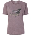 SAINT LAURENT Grey Lighting Bolt Printed T Shirt,STL37P788