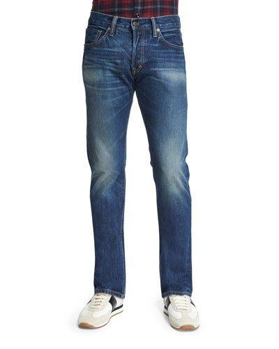 Tom Ford Straight-fit Vintage-wash Selvedge Denim Jeans, Blue
