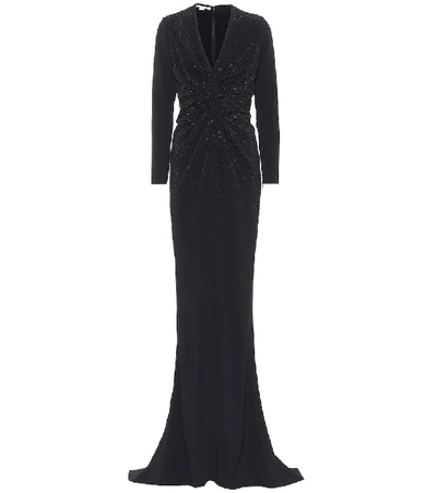 Stella Mccartney Crystal-embellished Stretch-crepe Gown In Black