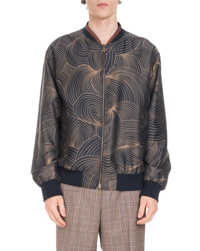 Dries Van Noten Reversible Nylon Bomber Jacket In Navy