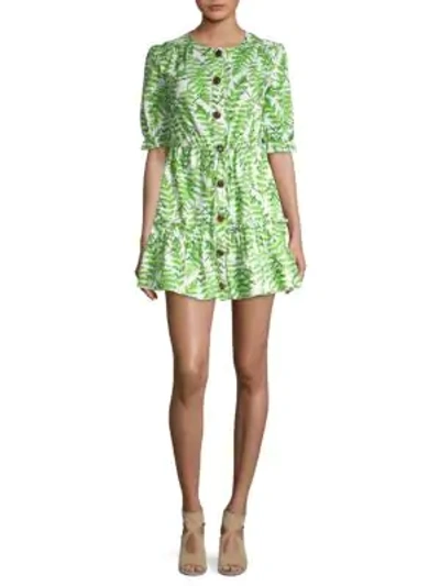 Saloni Billie Flounce Mini Dress In Green Fern